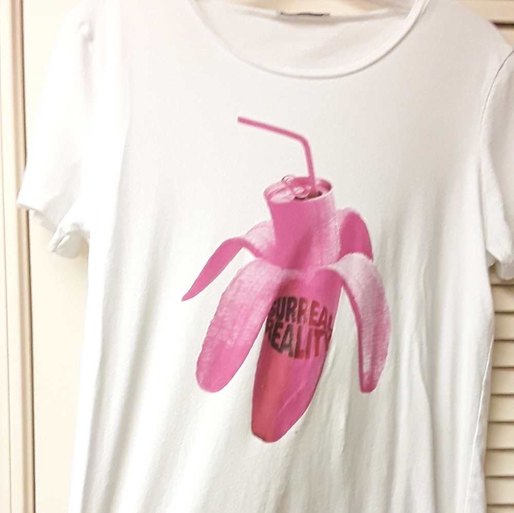Zara Hot Pink Banana Pop Can Surreal Reality Tee